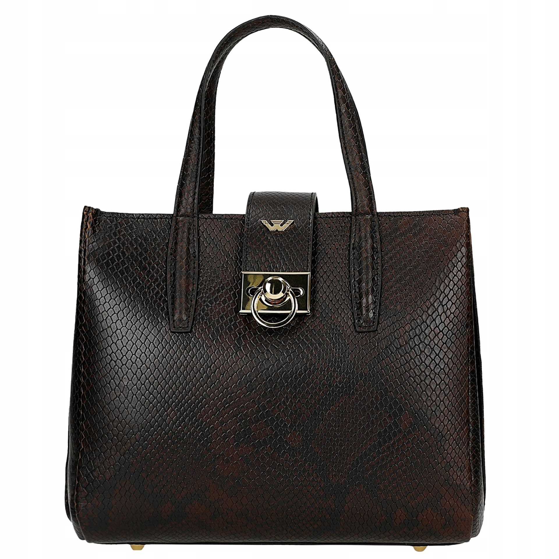 Brązowy czekoladowy kuferek damski ze skóry