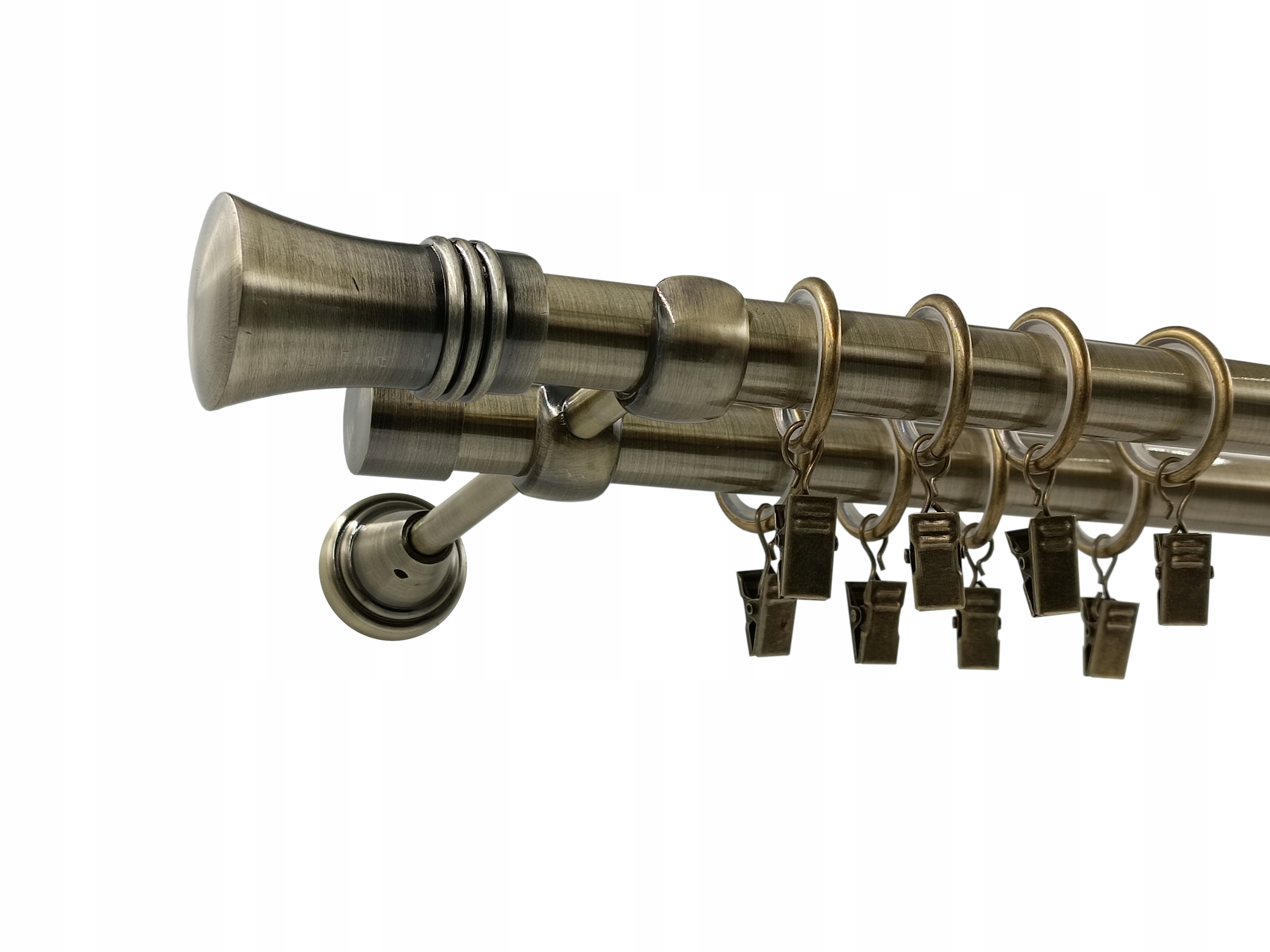 Garnýž Kovový Lux 19+19mm galvanizovaný Zlato Antik 160cm MIX Koncovek