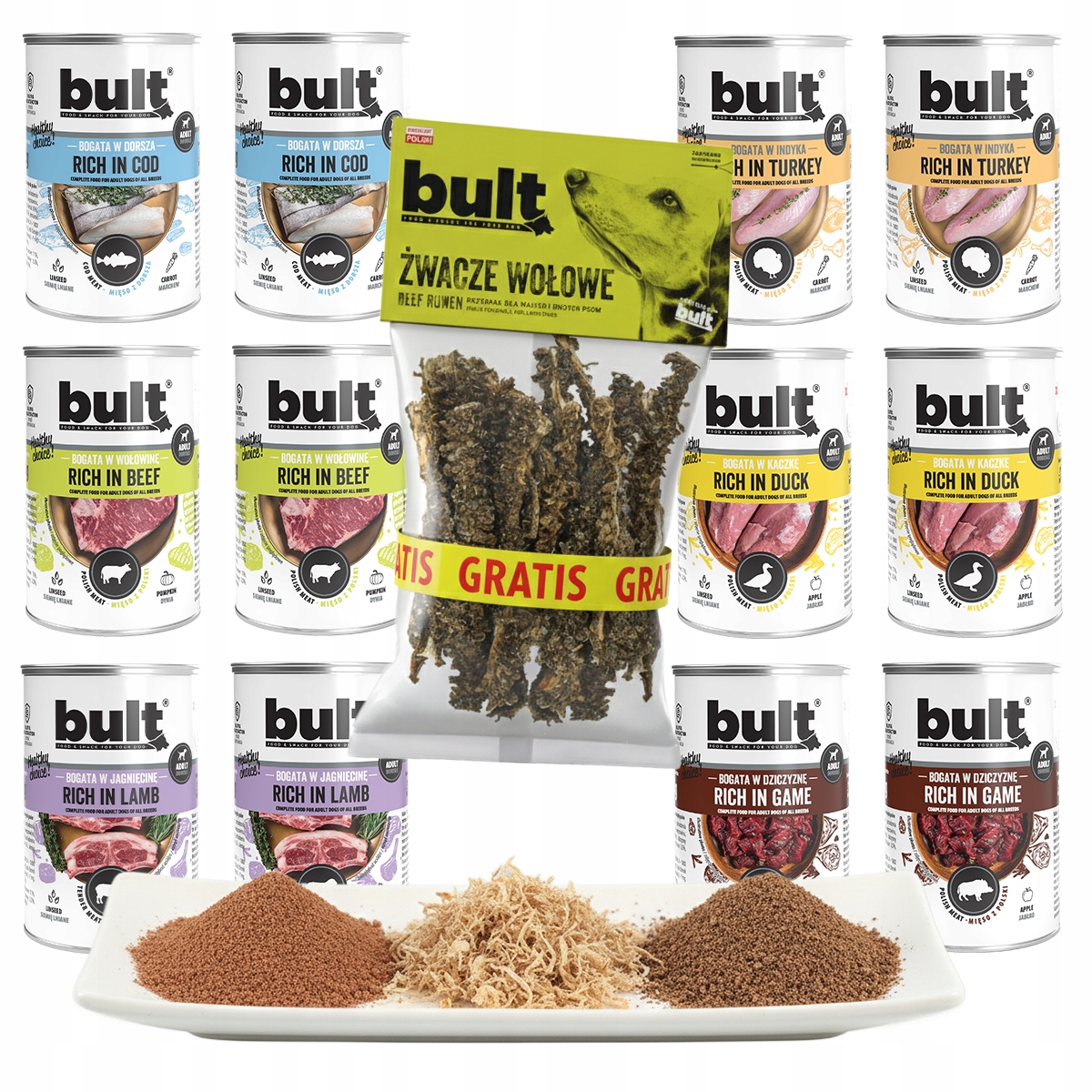 Levně Vlhké Krmivo Pro Psa Bult Plechovky MIX Chutí 12x400G, MIX Dochucovadel Dárek