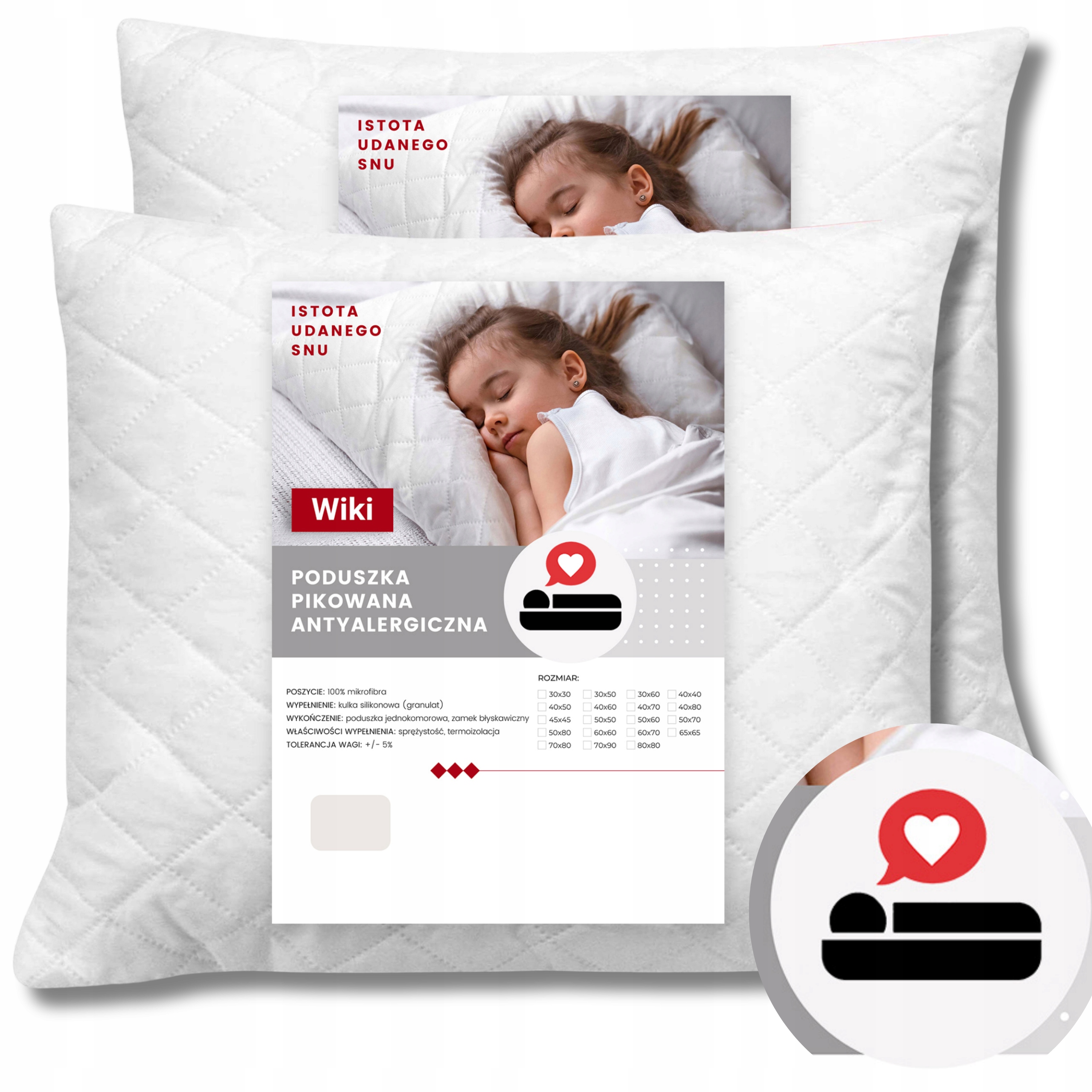 Polštář 2x 60x70 antialergický celoroční s nastavitelnou výškou