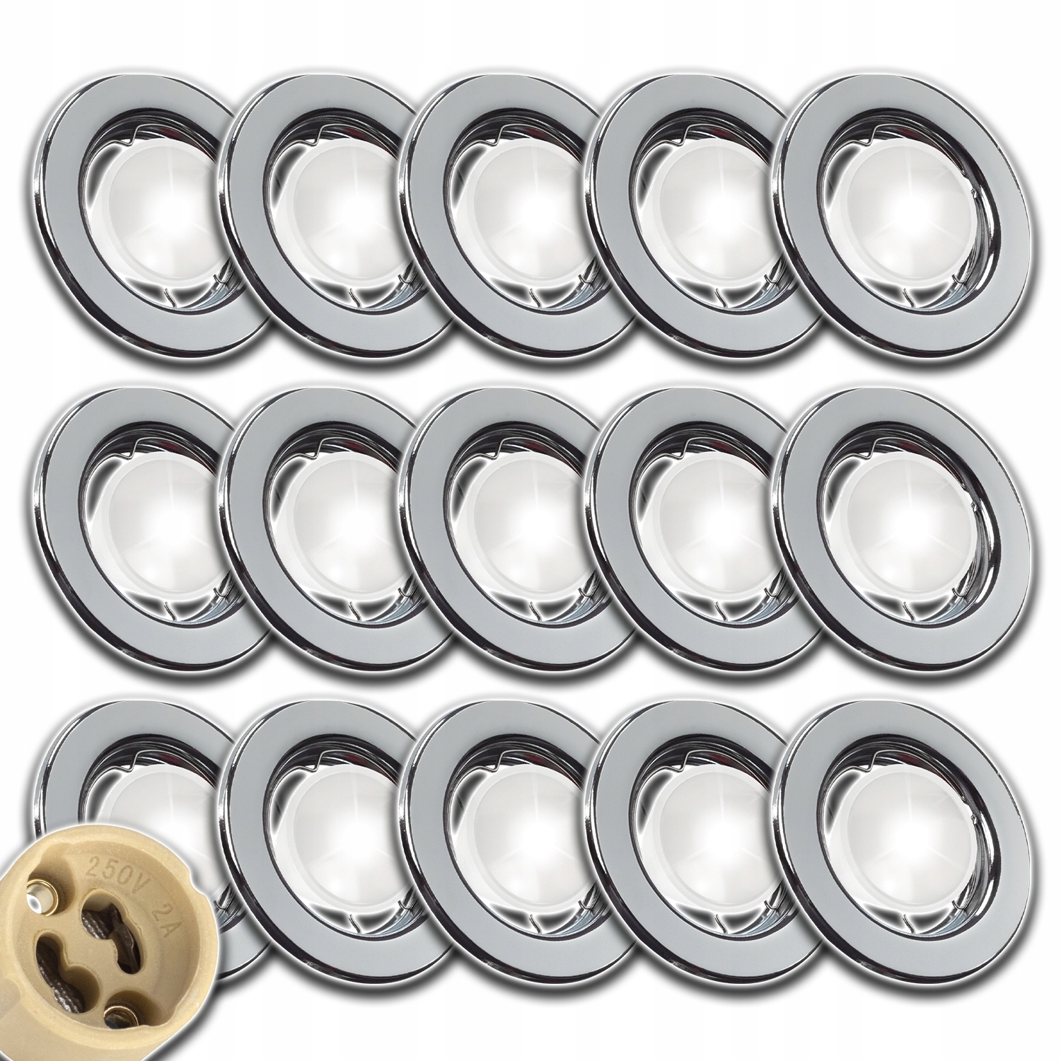 15x Stropní Svítidlo Lampa Na Žárovku GU10 Zásuvka Konektor Žárovky Kulatá