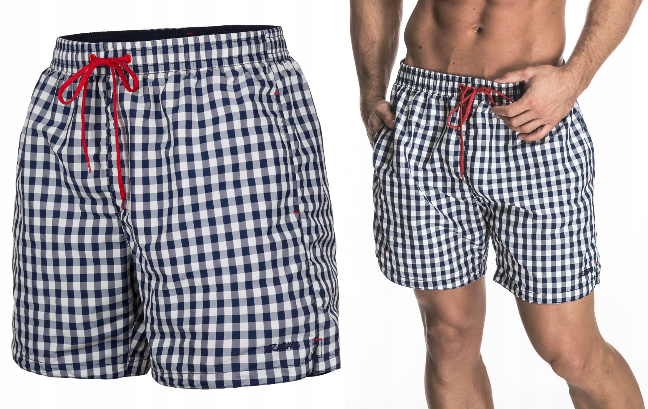 Szorty kąpielowe męskie spodenki plażowe w kratkę premium Polskie XL Zagano