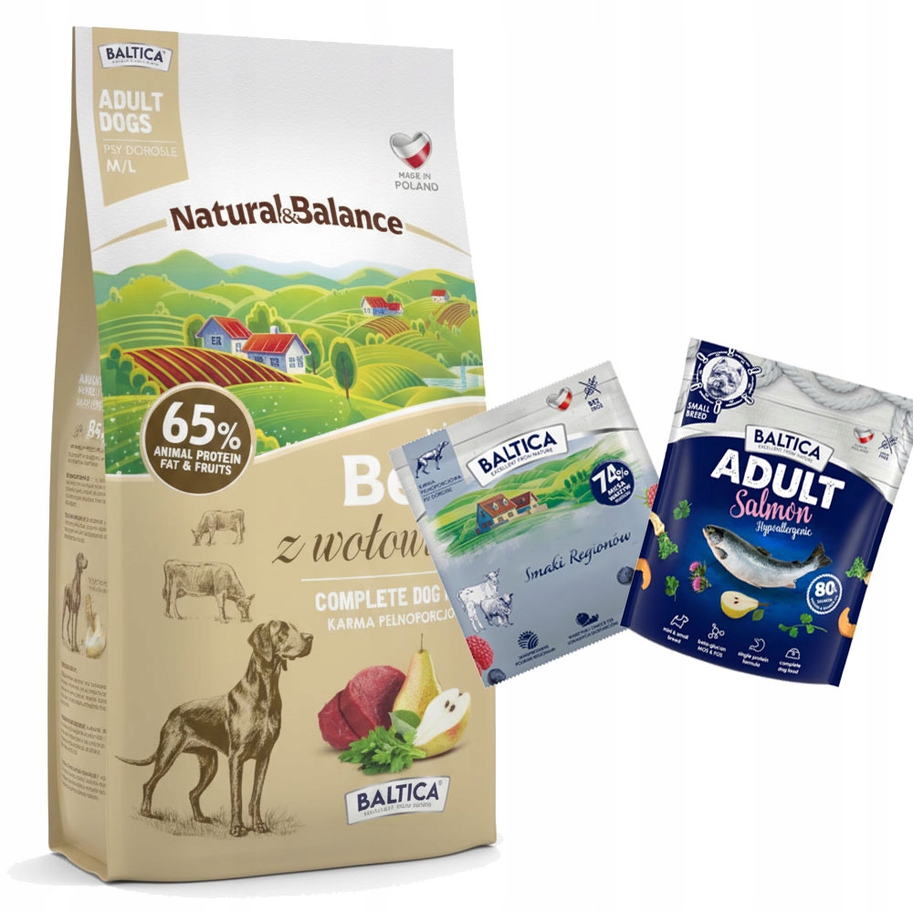 Levně Baltica Natural & Balance Hovězí Beef M/L Střední A Velká Plemena 9kg