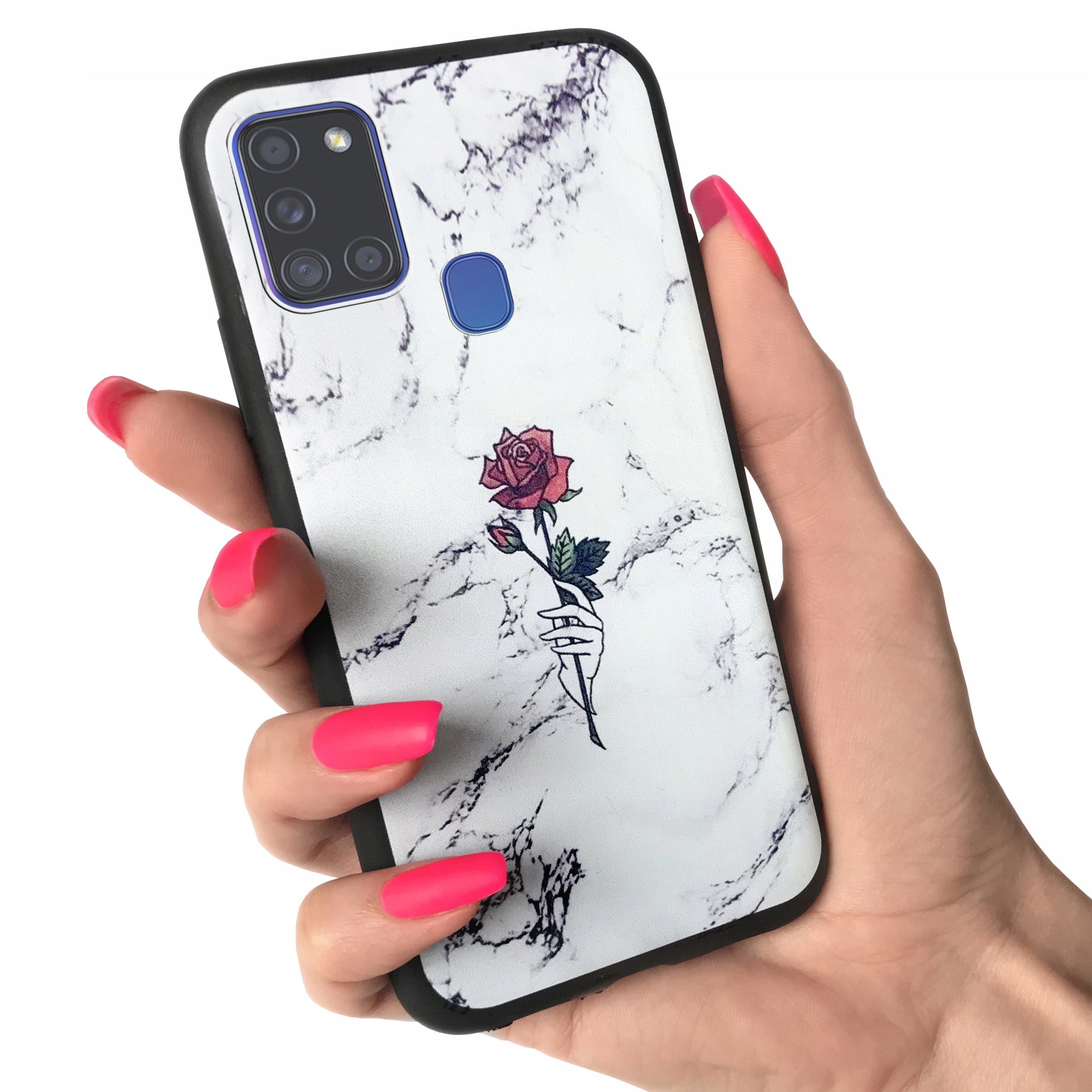 

Etui matowe do Samsung A21s guma wzory + Szkło
