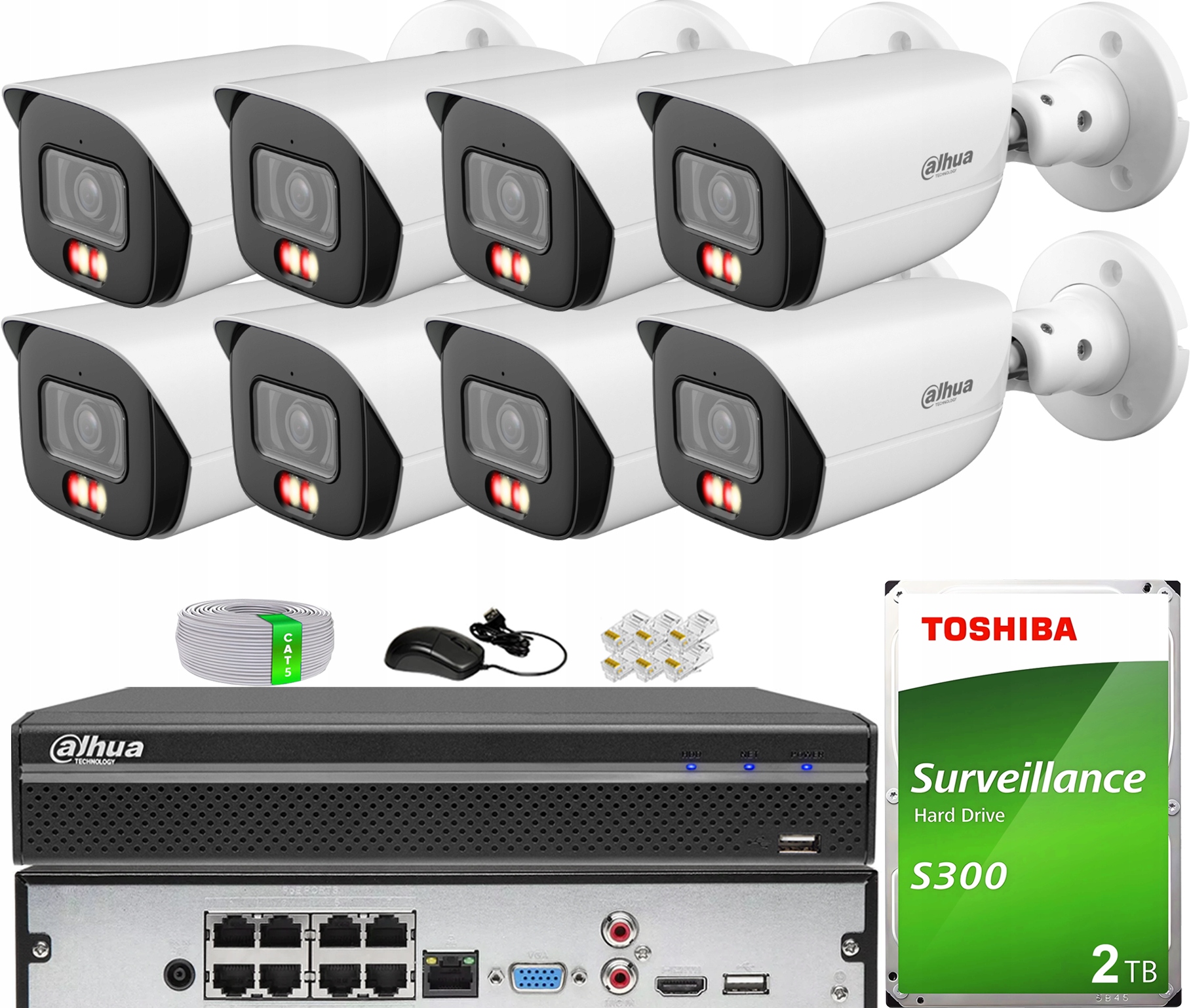 Sada monitorování Ip PoE 8 kamer IPC-HFW3649E-S-IL WizSense Dahua