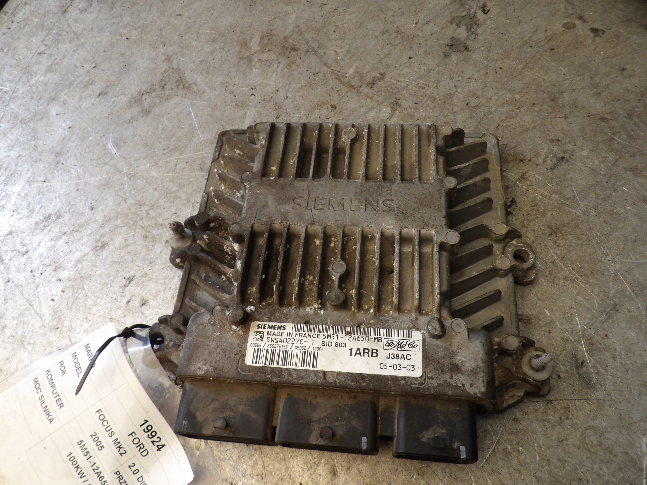 Ford Focus MK2 computer, control unit 5M51-12A650-MB 5WS40227C-T J38AC SIEMENS