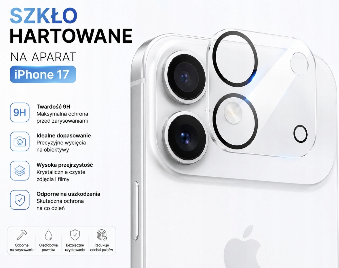 Szkło Hartowane Ochronne na Aparat 3D Kamerę do Apple iPhone 17