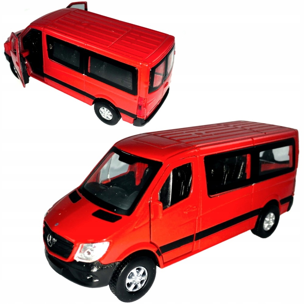 MERCEDES-BENZ SPRINTER TRAVELINER MODEL WELLY 1:34 CZERWONY Model MERCEDES SPRINTER
