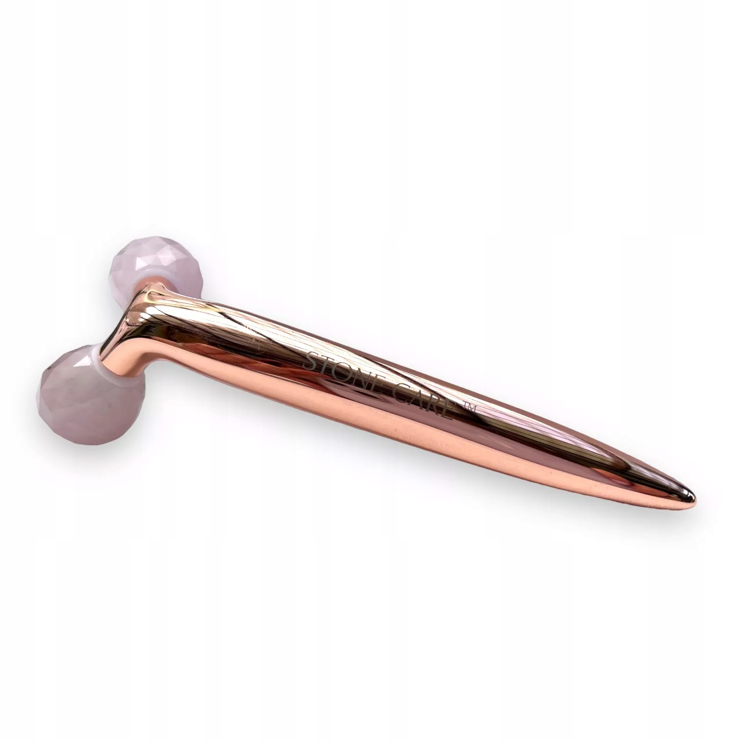 Roller 3D do twarzy, masażer liftingujący- KWARC RÓŻOWY-rose gold STONECARE