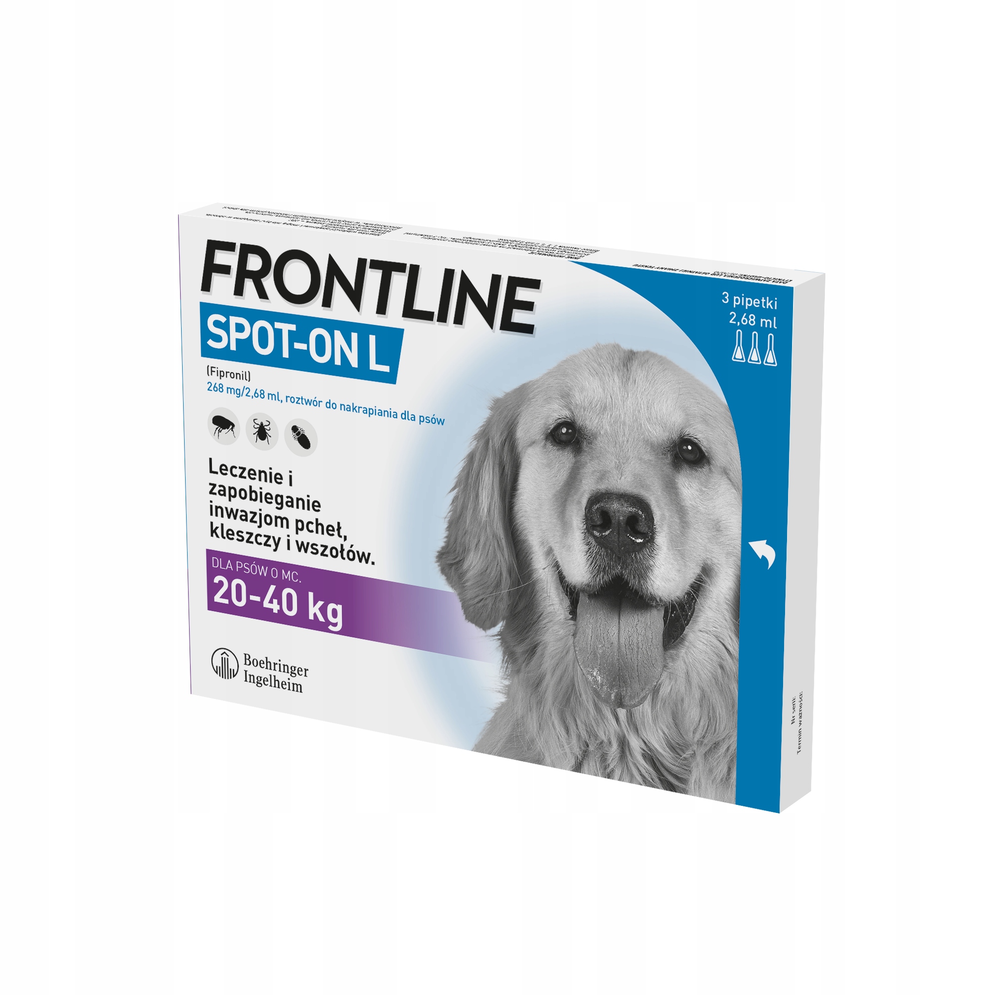 Frontline Spot-on krople Kleszcze Pchły dla dużego psa 20-40 kg 3 pipety