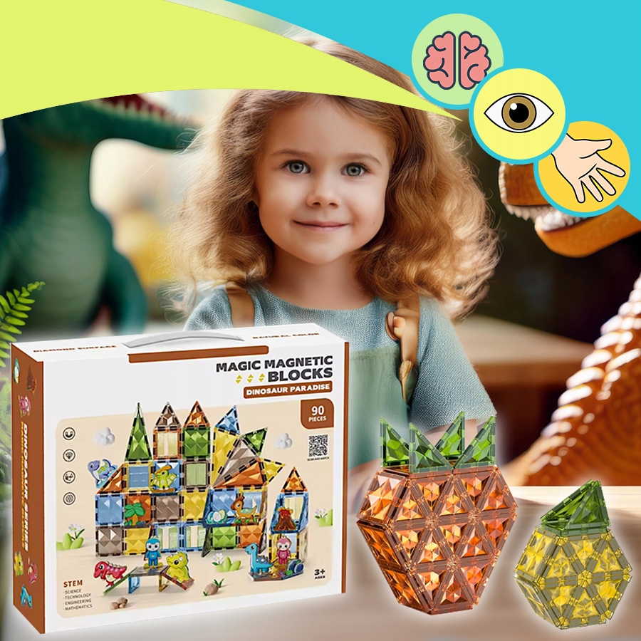 MÁGNESES ÉPÍTŐKOCKÁK GYEREKEKNEK MAGNETIC BLOCKS SZETT 90 DB-OS Nem kisfiúk kislányok unisex