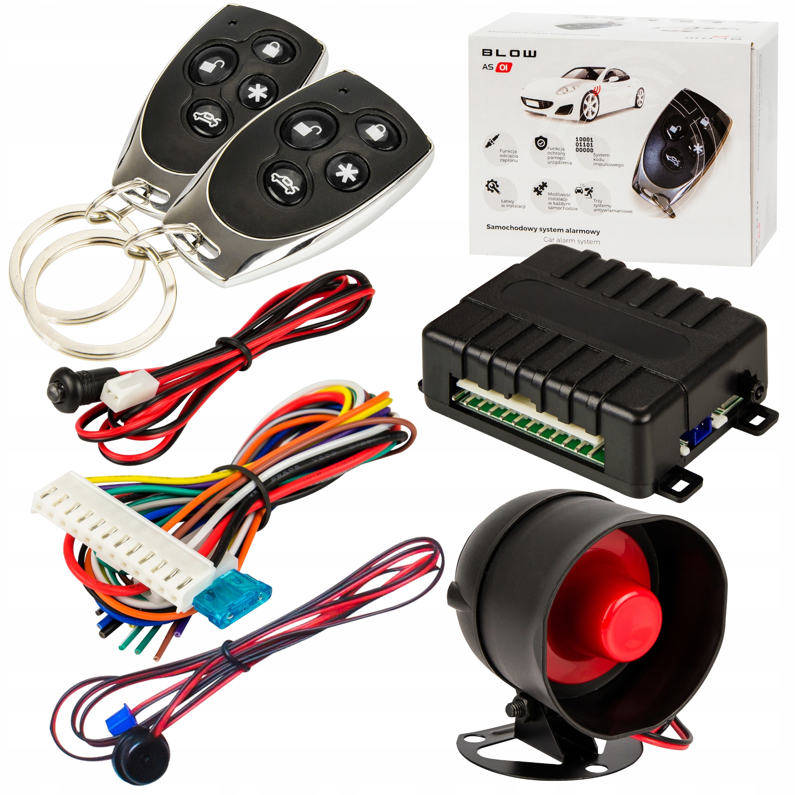 ALARM SAMOCHODOWY BLOW CAR SYSTEM AS1 2 PILOTY