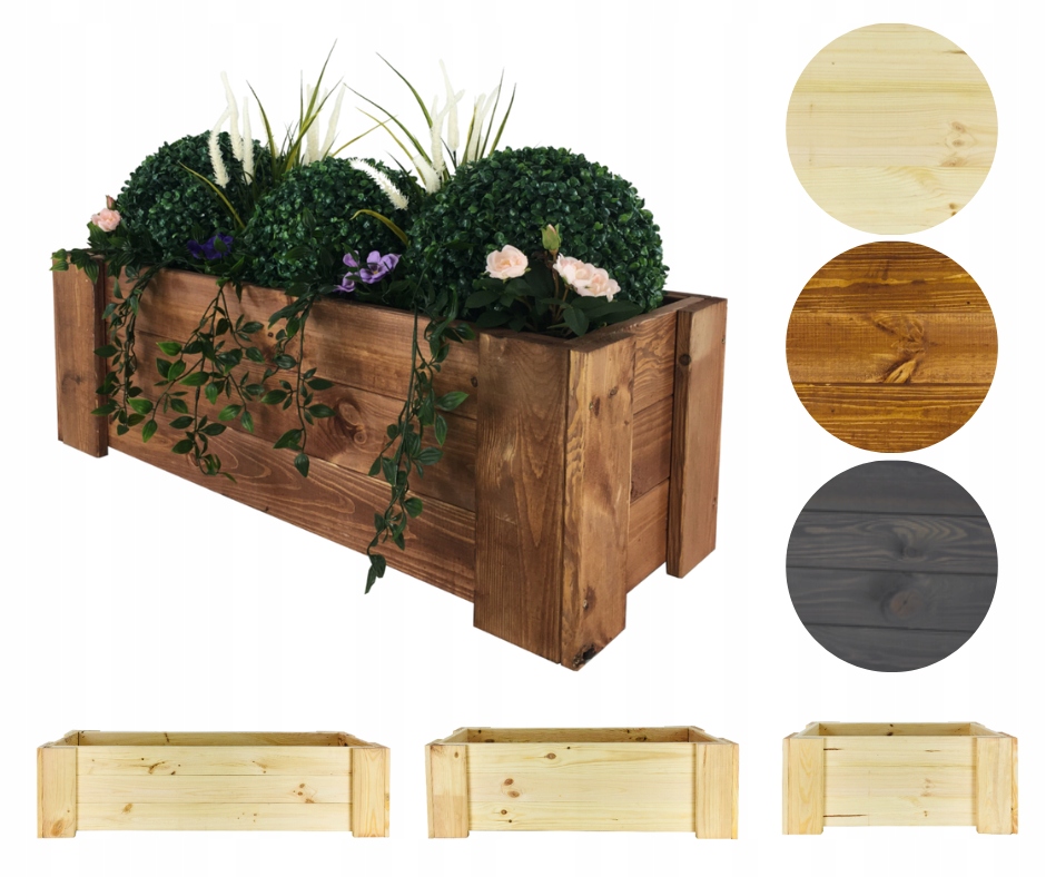 Dřevěná balkonová truhla zahradní květináč bylinkový záhon obal 30x80x30 cm Eko