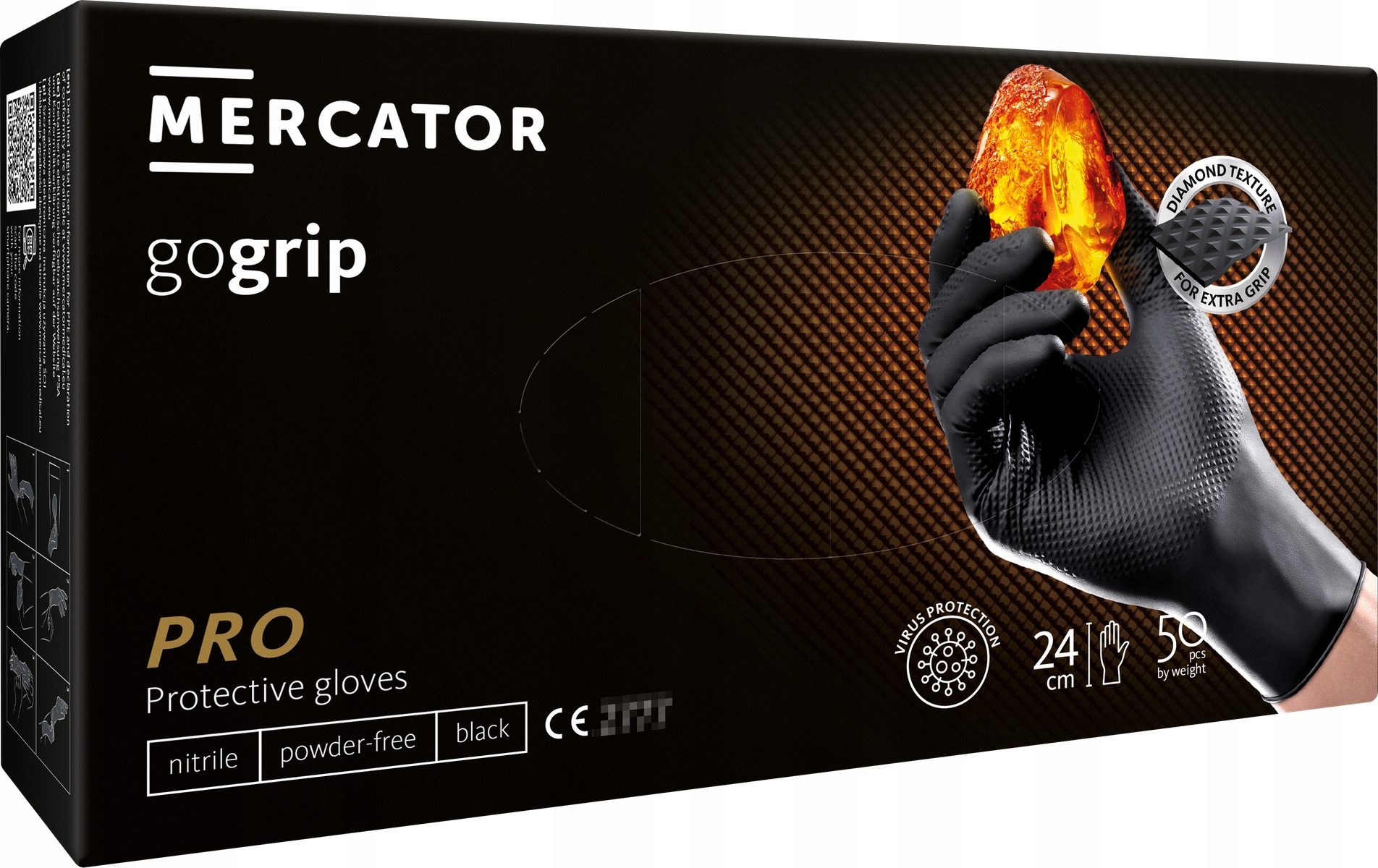 

Rękawice nitrylowe Mercator gogrip black XL 50 szt