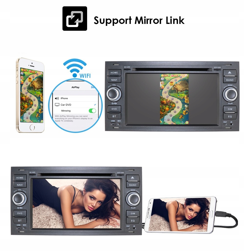 Radio Android 11 DVD GPS FORD Mondeo Focus Kuga PL Montaż 2-DIN