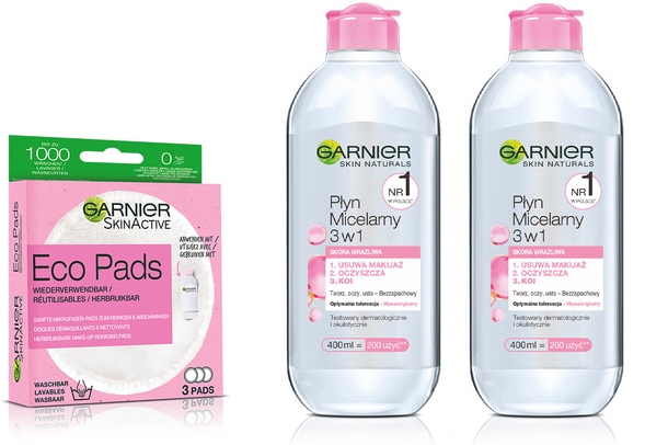 

2x Płyn micelarny Garnier 3w1 wrażliwa eco pads