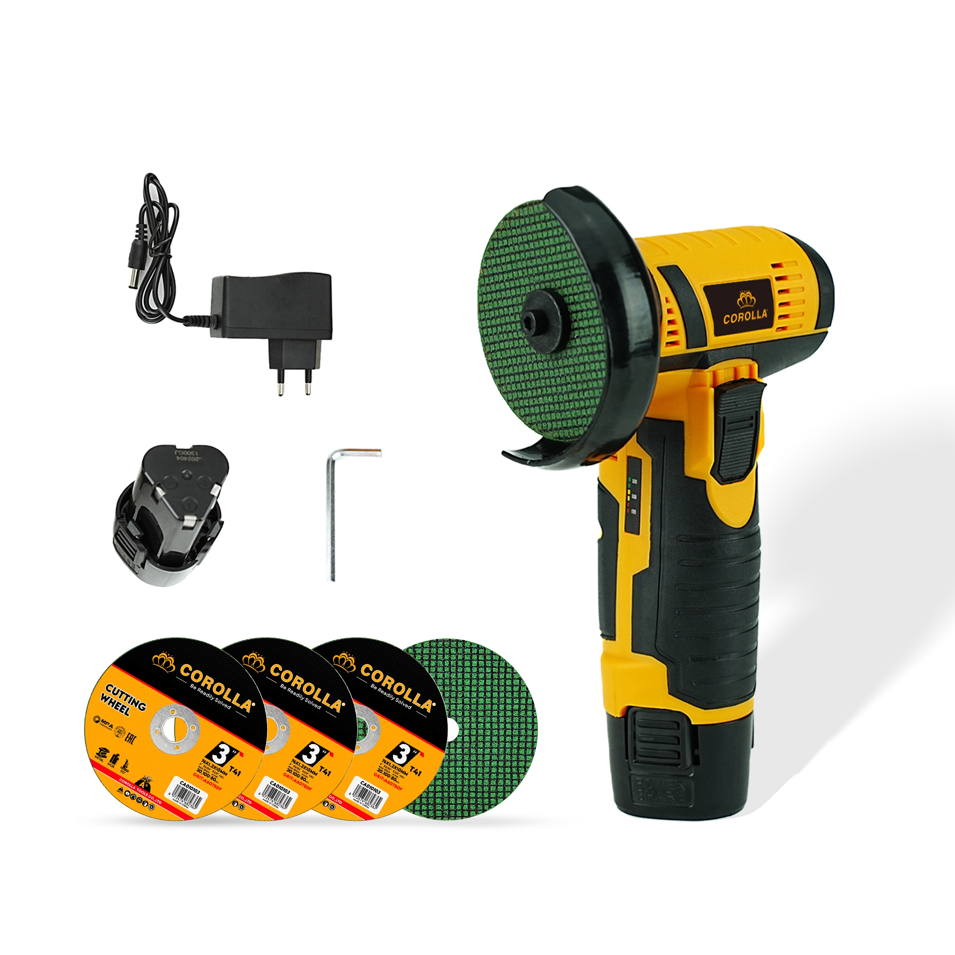 Mini úhlová bruska, akumulátorová, 19500 otáček, 7 kotoučů, 12 V