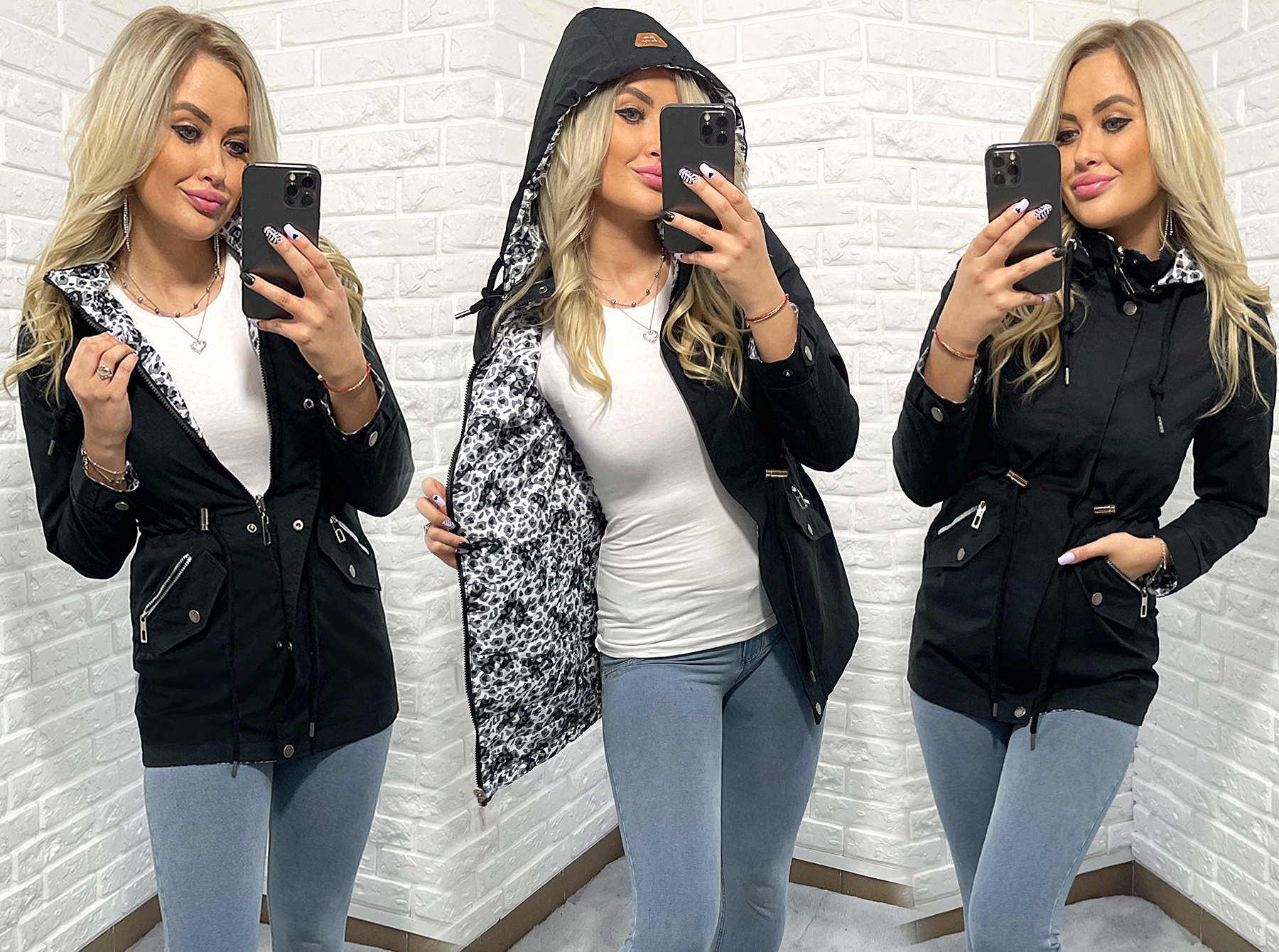 DWUSTRONNA PARKA kurtka Z KAPTUREM 3 KOLORY S Rodzaj parka