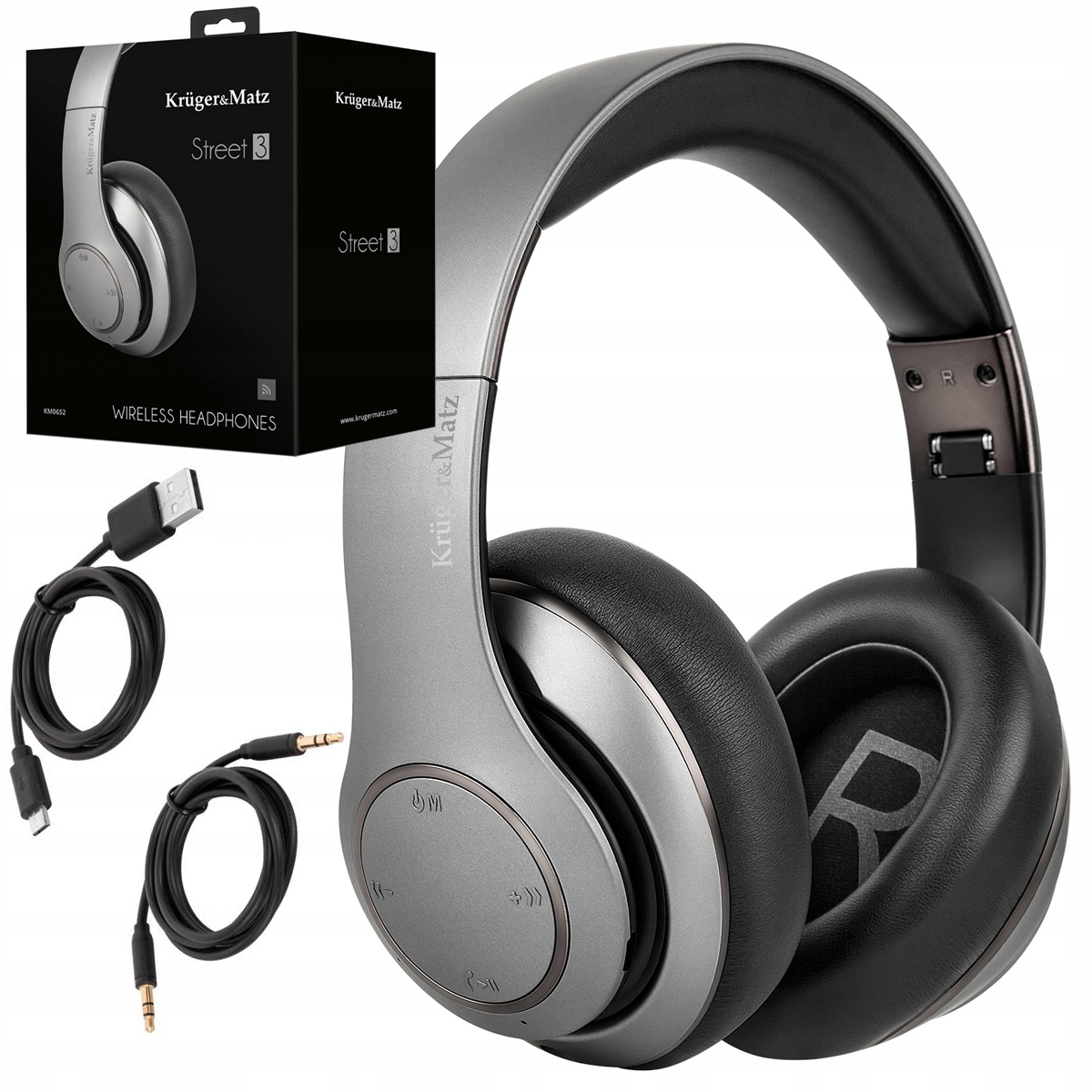 Kruger&Matz Street 3 Bezdrátová Sluchátka Bluetooth Grafit