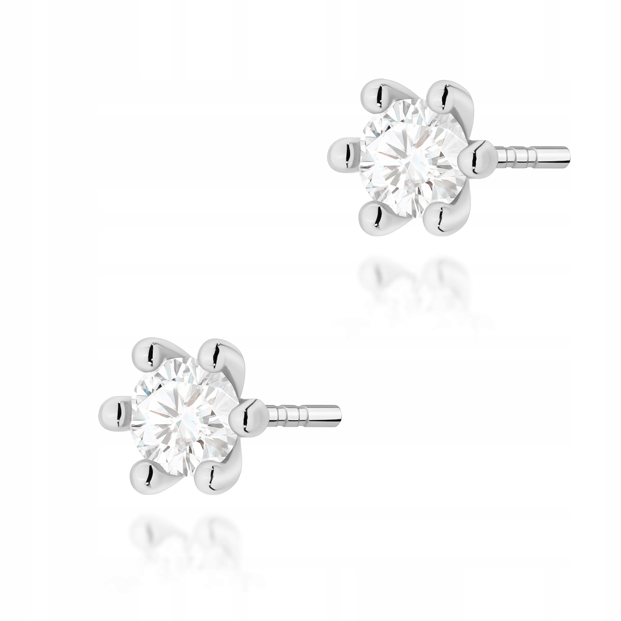 Náušnice z bílého zlata 585 s diamanty v tlapkách, briliant, 1,4 g Valentýn