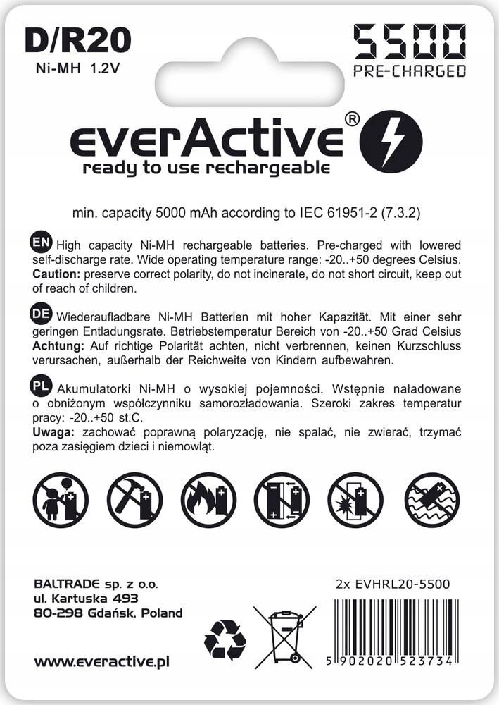 Zestaw akumulatorków everActive EVHRL20-5500 5500mAh Ni-MH