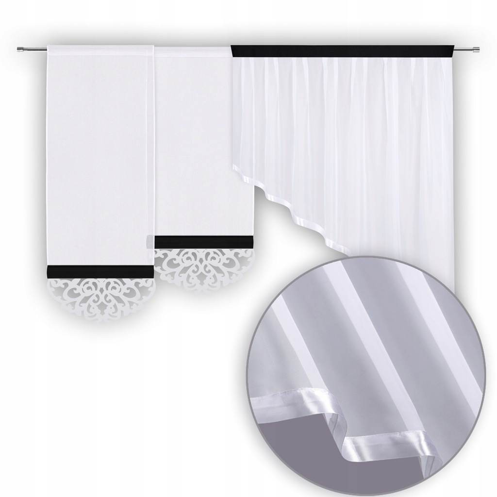 

Komplet 2 sztuk paneli z ażurem firanka.