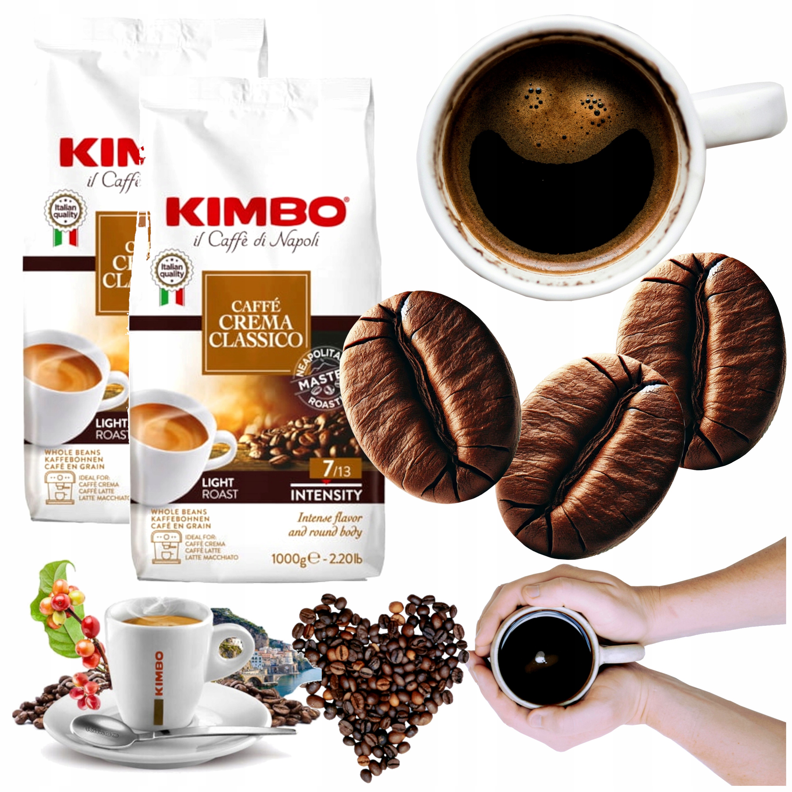 Kawa ziarnista 1kg mieszana Kimbo Dolce Crema 2x1000g intensywna oryginalna