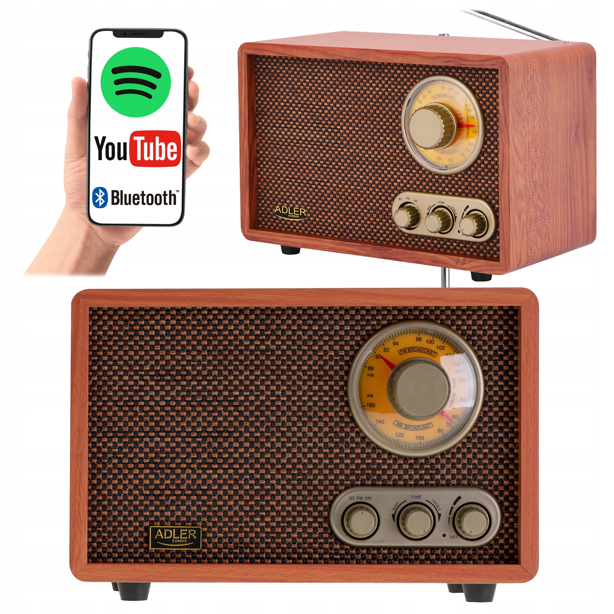 Kuchyňské Rádio Retro Am/fm Bluetooth Anténa Do Domácnosti Kanceláře Kuchyně Dřevo