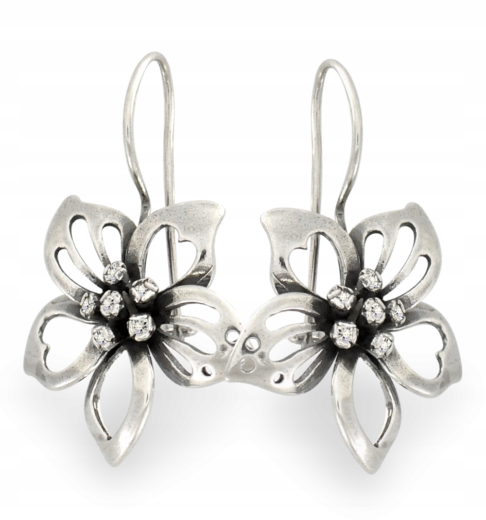 Ažurové Stříbrné Náušnice S Květinami Na Biglu Ryzost 925