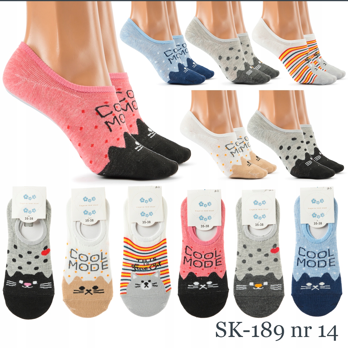 6 x ŚMIESZNE BAWEŁNIANE STOPKI SKARPETKI KOLOROWE Zestaw tak