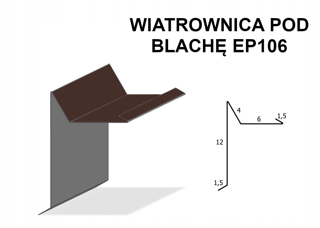 

Wiatrownica obróbki blacharskie EP106 brąz 8019