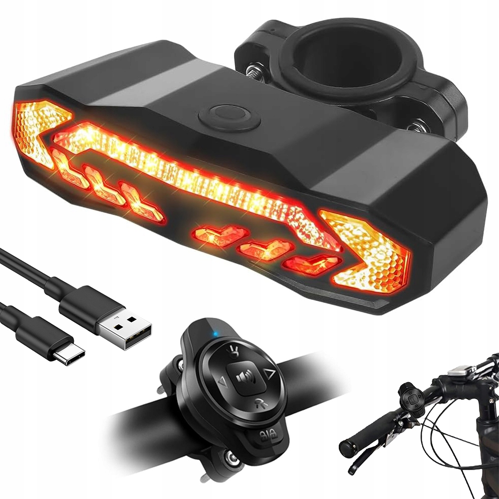 Alarm Antrrykradzieżowy Rowerowy 1500MAH 110DB Z Kierunkowskazami IP64