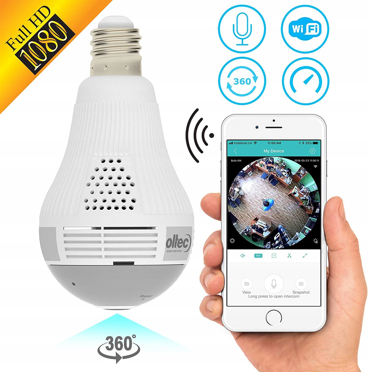 Kamera IP WiFi monitoring 360 w żarówce LED audio ŻARÓWKA NA ŻYWO żarówka Informacje dodatkowe Wi-Fi