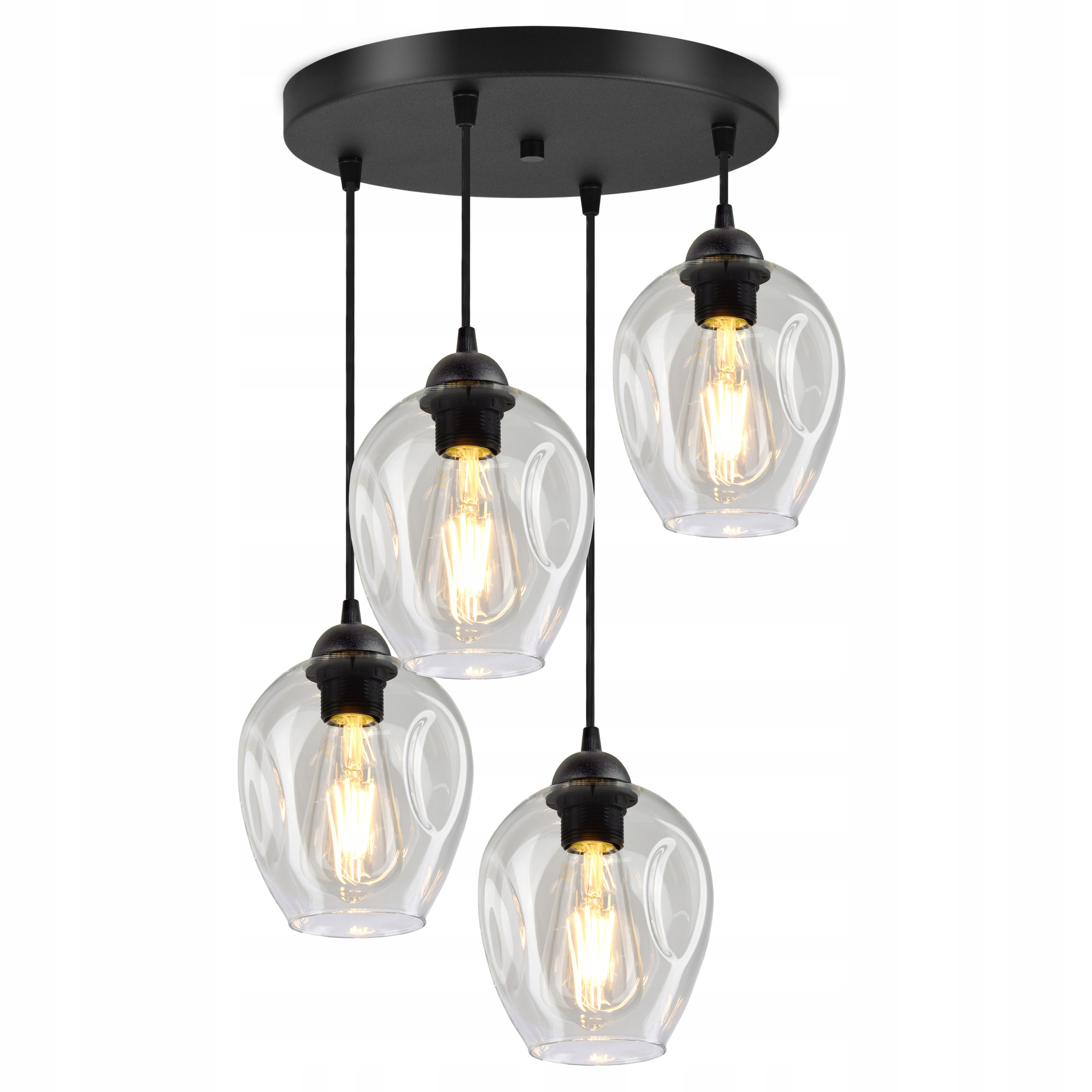 

Lampa Wisząca Żyrandol Plafon 4 Klosze Transparent
