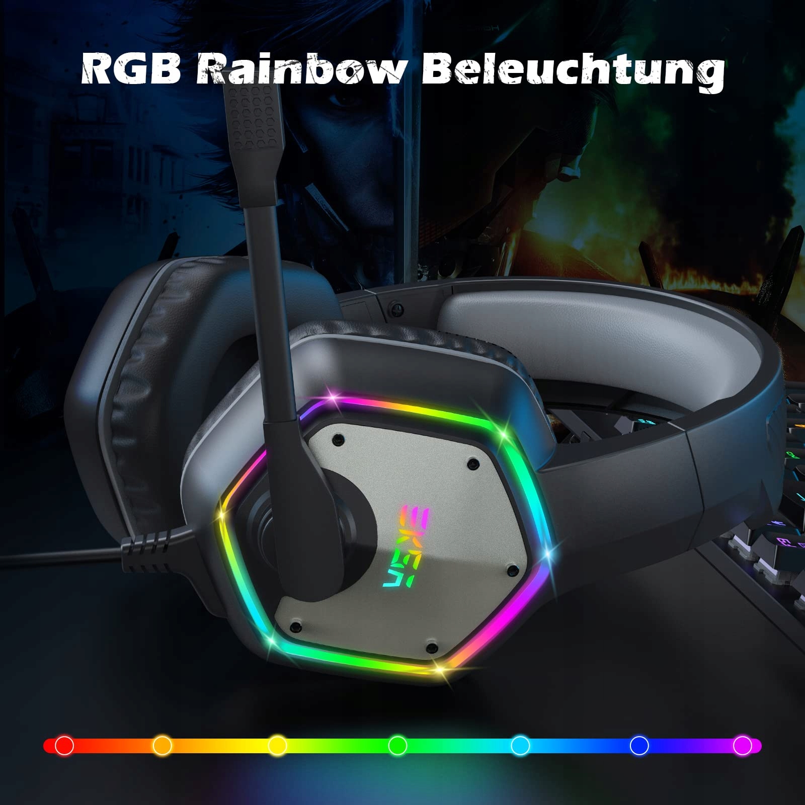 EKSA E1000 Słuchawki Gamingowe USB z Mikrofonem RGB do PC PS4 PS5 Laptop — miniatura 6