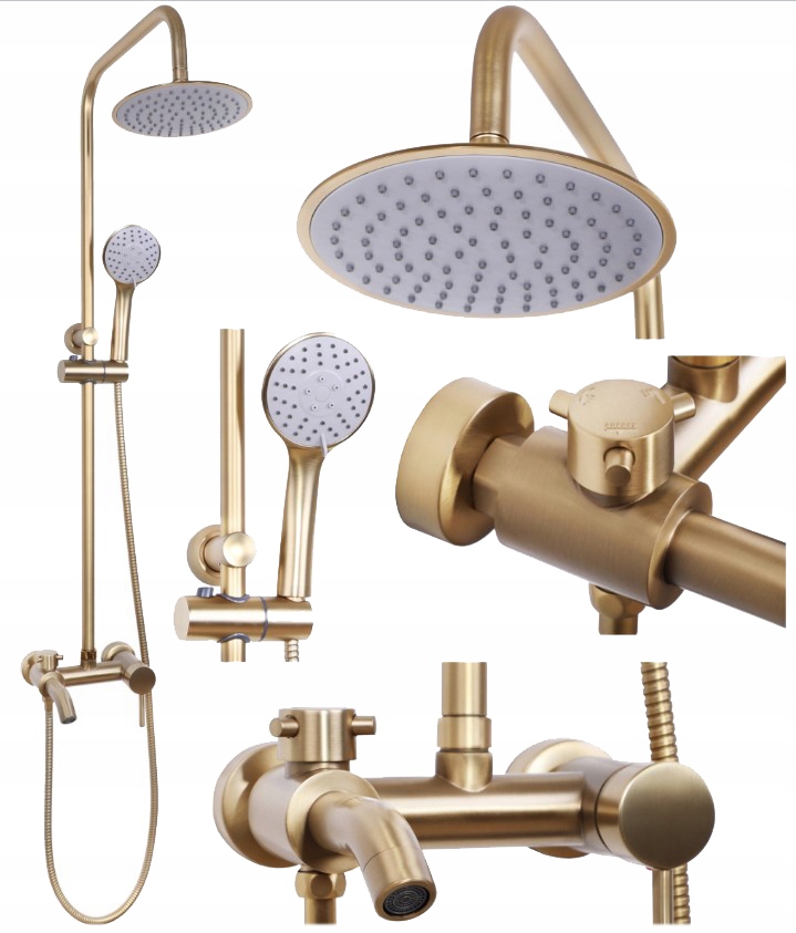 Kúpeľňový sprchový set na omietku Zlatý Retro Dažďová sprcha Mosadz