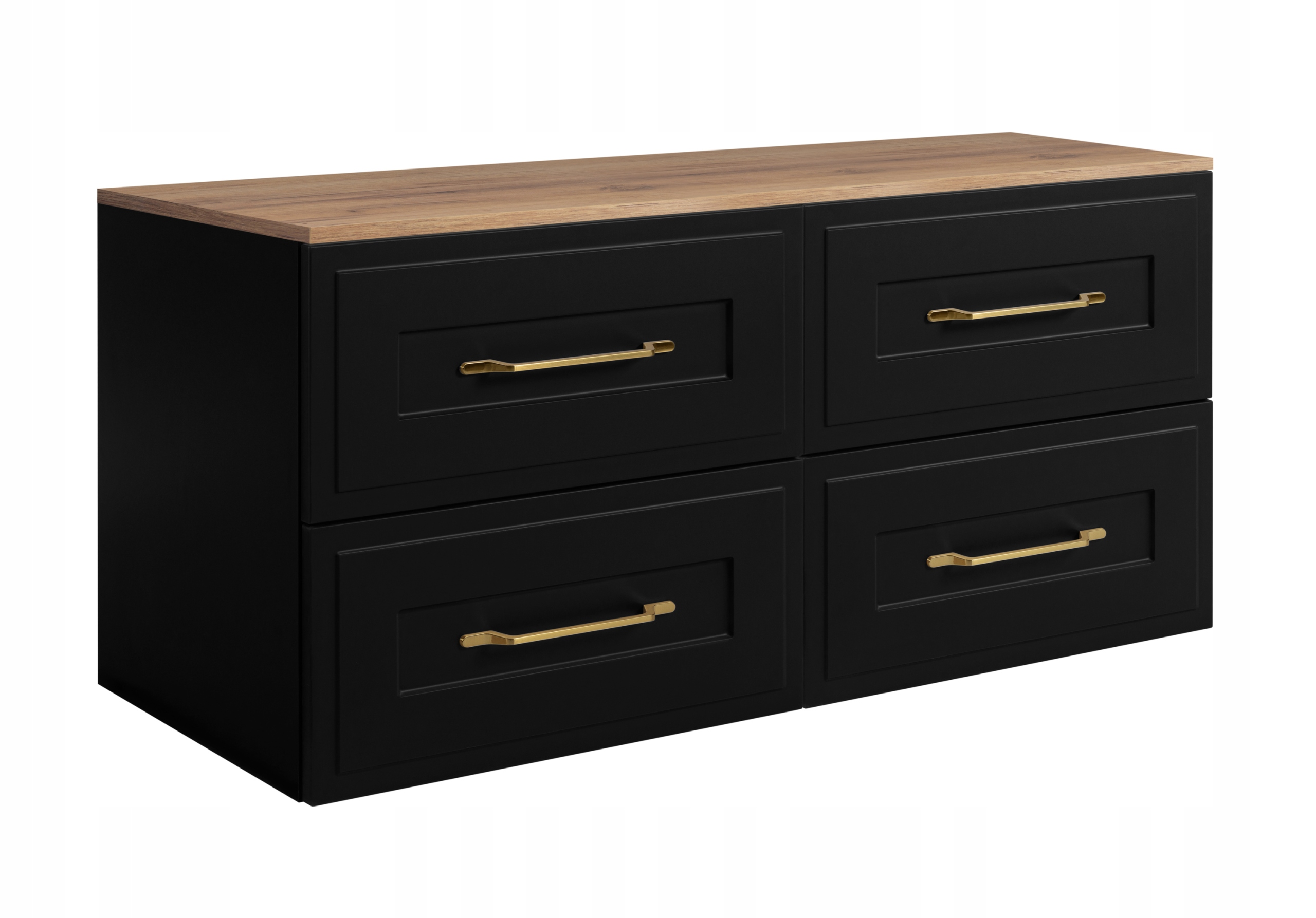 Koupelnová skříňka pod umyvadlo Černý dub 120 cm Rámeček Přední strana Mdf Blat