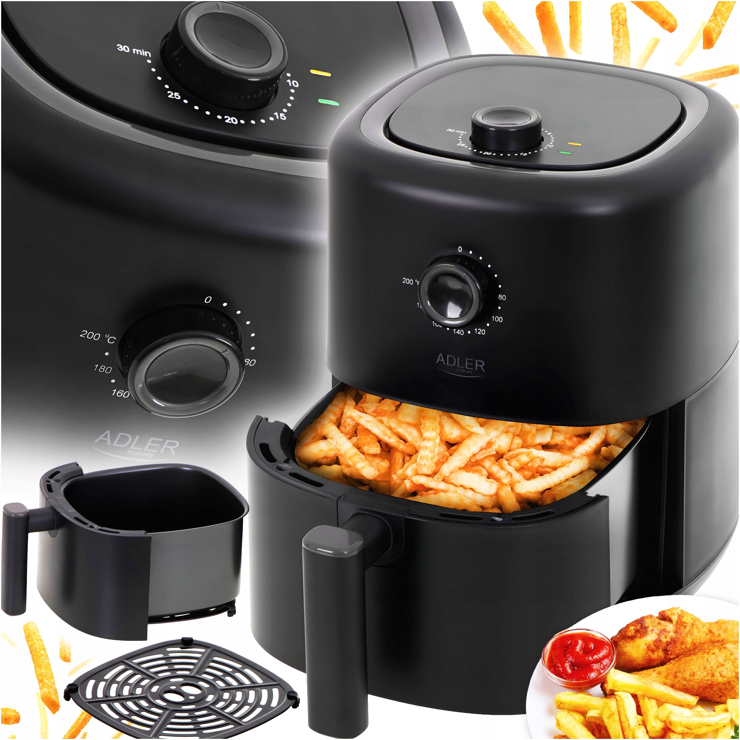 Frytkownica beztłuszczowa Air Fryer Frytownica Airfryer Adler Ad 6310 3.0 L