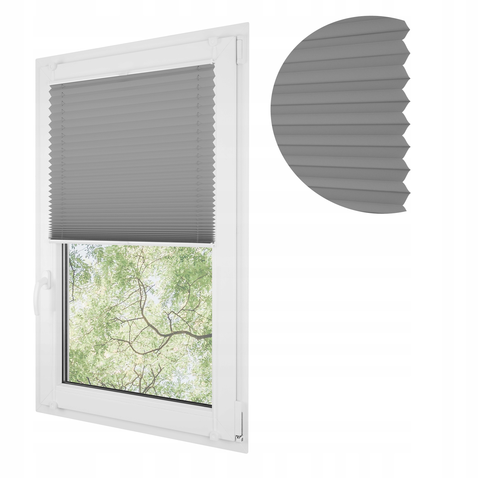 Neinvazivní termoplisy roleta plisé šedá 39x150