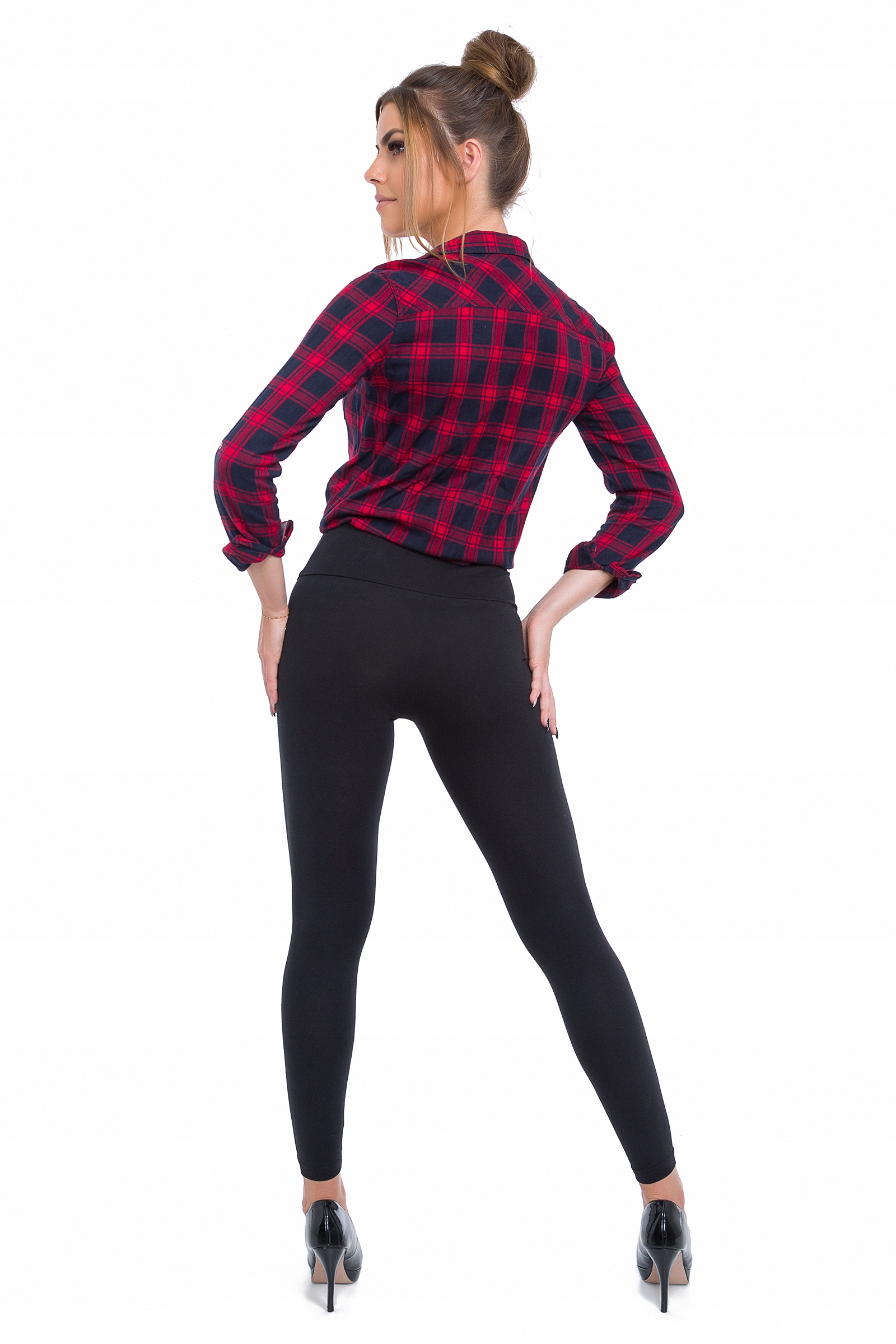 Legginsy damskie bawełniane z wysokim stanem idealnie dopasowane czarne 6XL Rozmiar 6XL