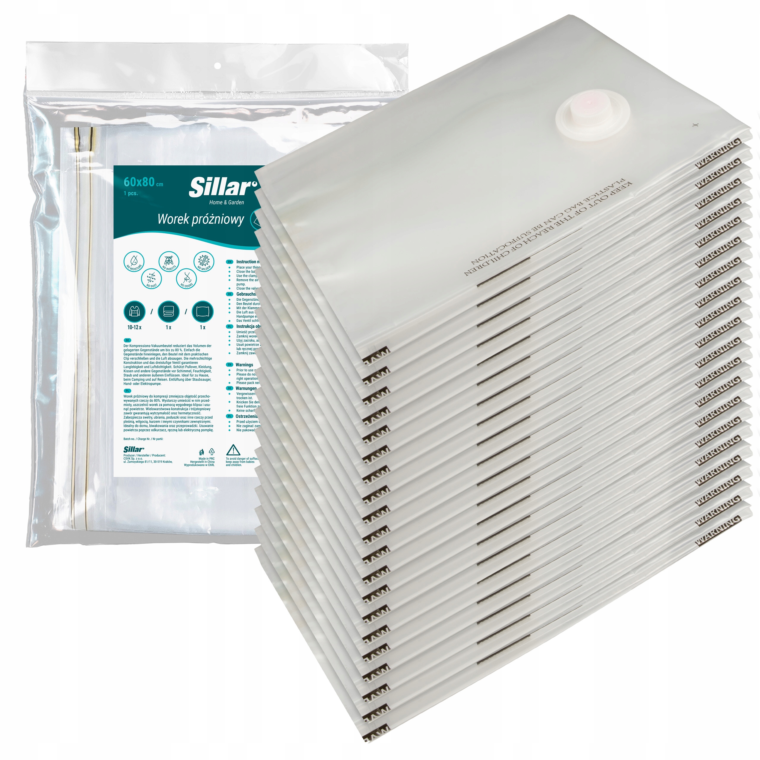 Levně Sillar vakuový pytel na oblečení 60x80 Pa/pe 80 mikronů 7 vrstev 20 ks