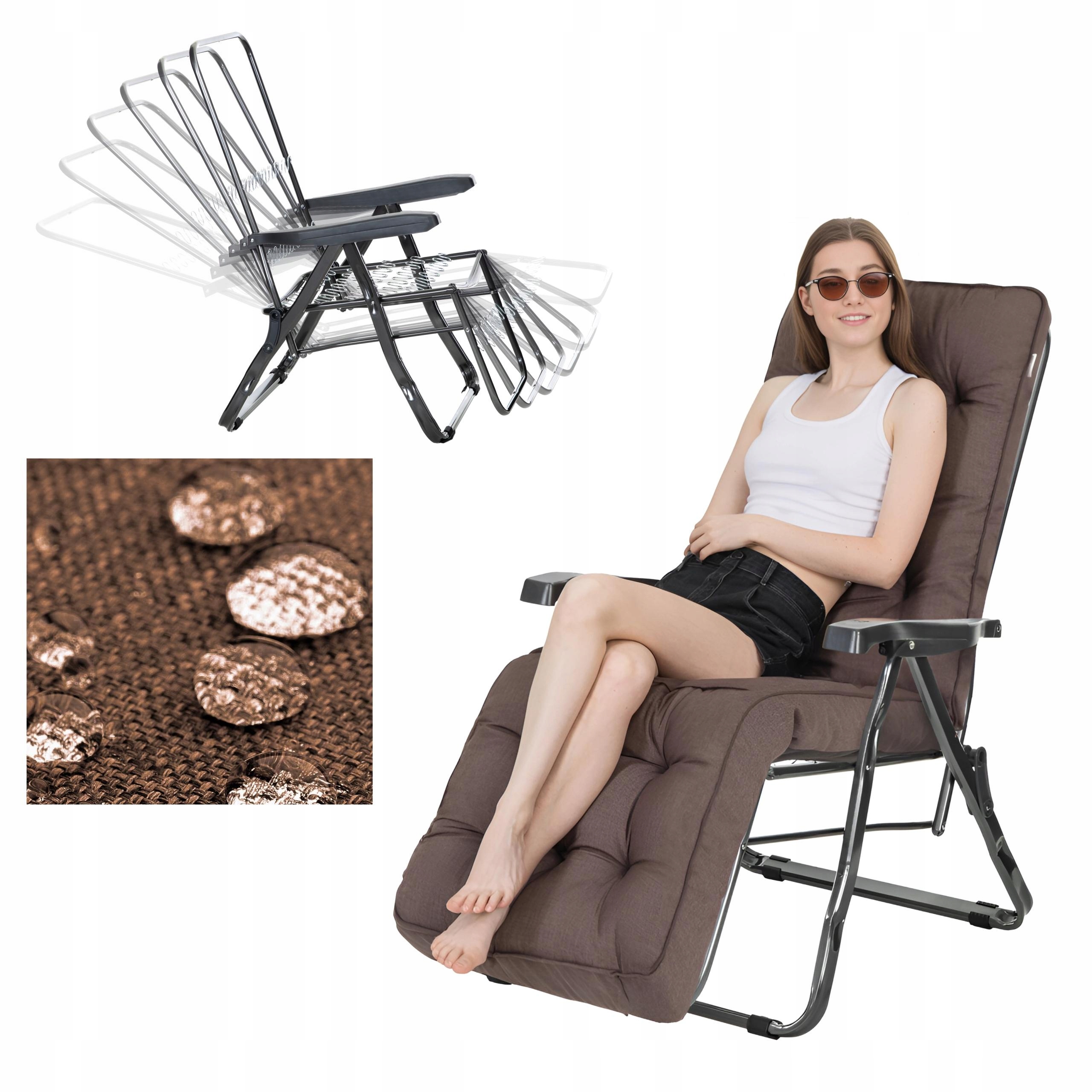 Záhradné ležadlo s vankúšom Skladacie záhradné kreslo s vankúšom a podnožkou