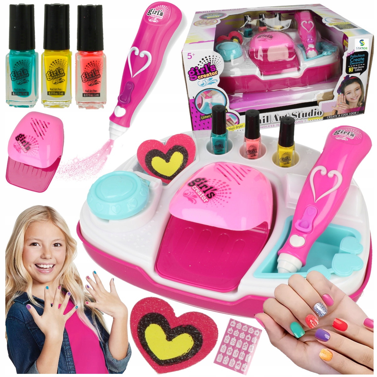 Zestaw Do Malowania Paznokci Lakiery Brokaty Suszarka Prezent Na Mikołaja