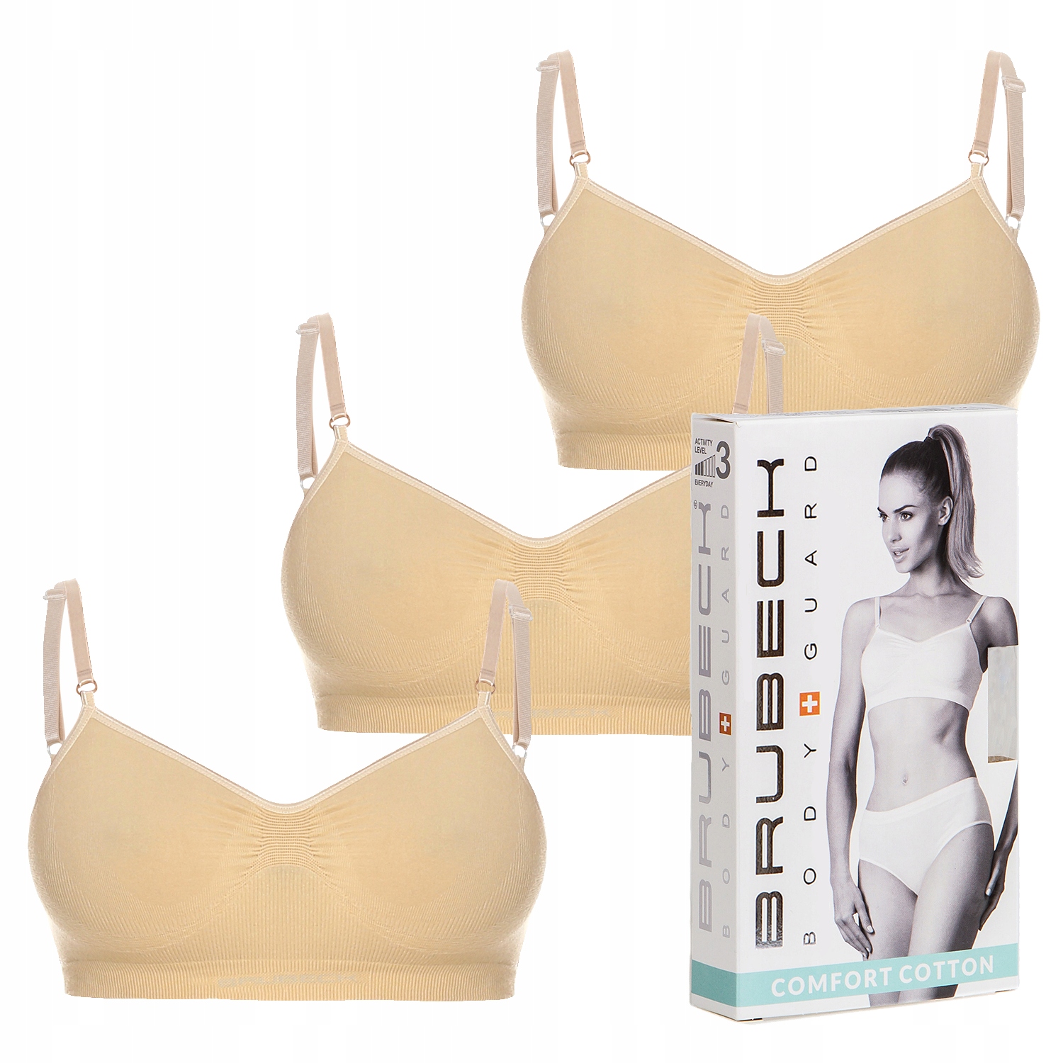

Zestaw Stanik 3szt Brubeck Cotton 80B Beżowy
