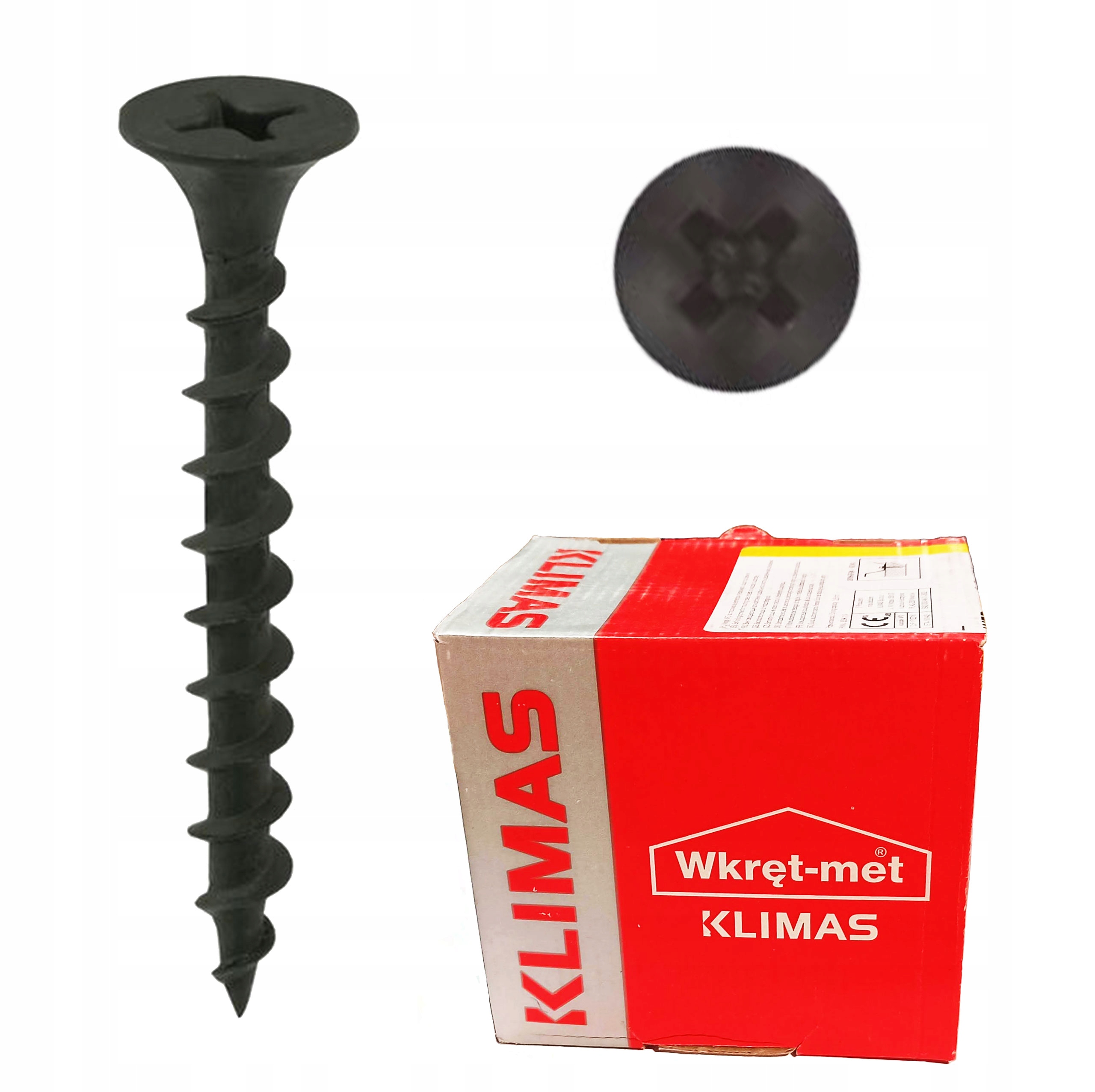 WKRĘTY DO DREWNA PŁYT GK 3,5x55mm CZARNE PH2 500szt FOSFATOWANE KLIMAS