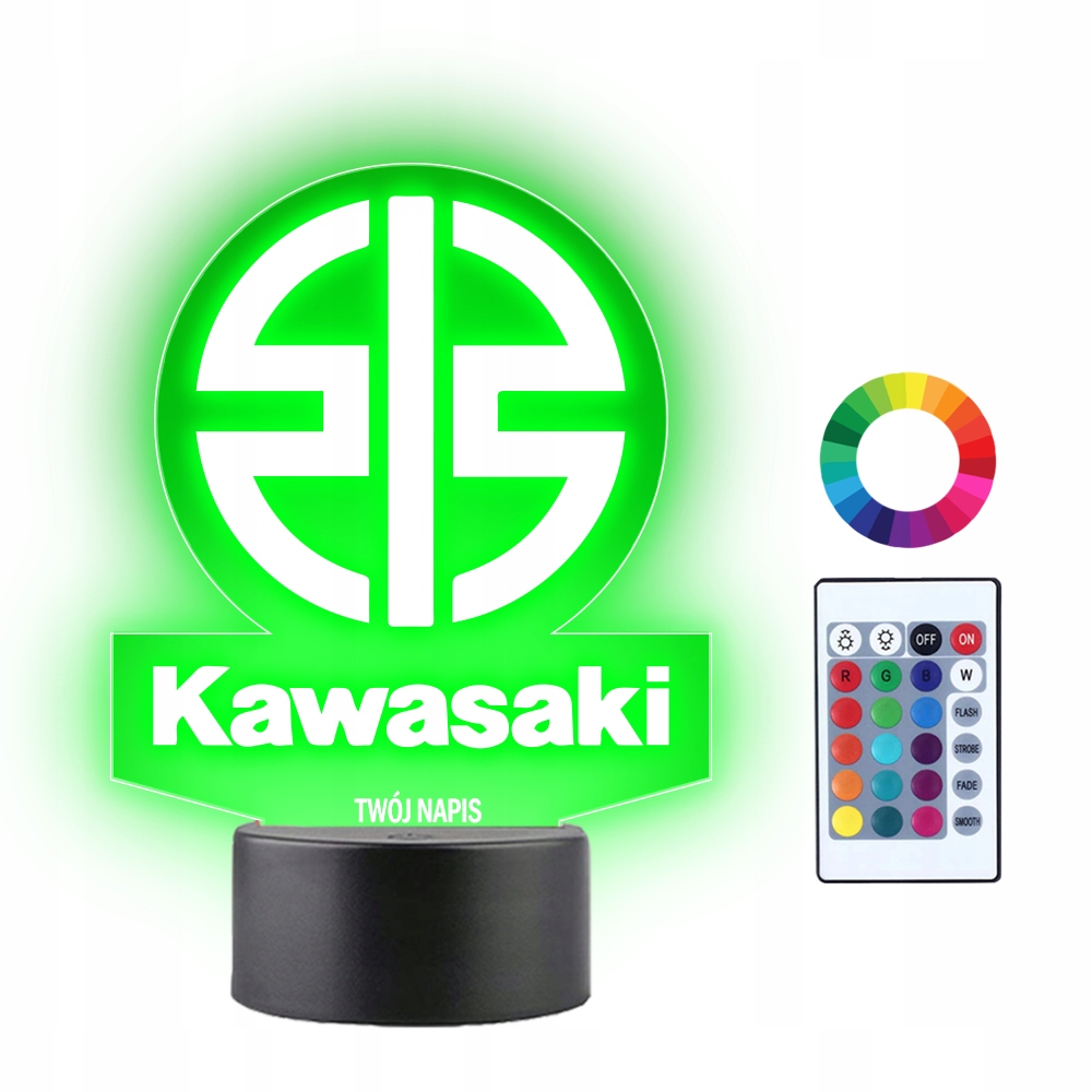 Lampka Nocna LED Kawasaki Logo Grawer Imię