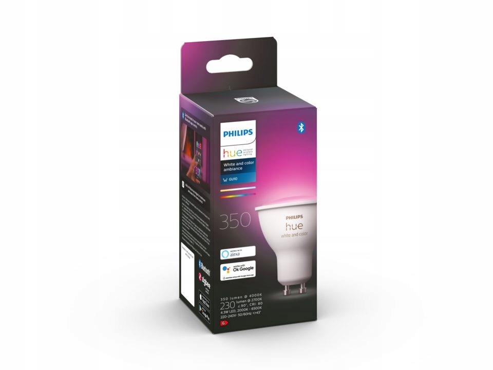 PHILIPS Hue White Color Ambiance GU10 LED 350lm Smart Żarówka RGB — miniatura 10