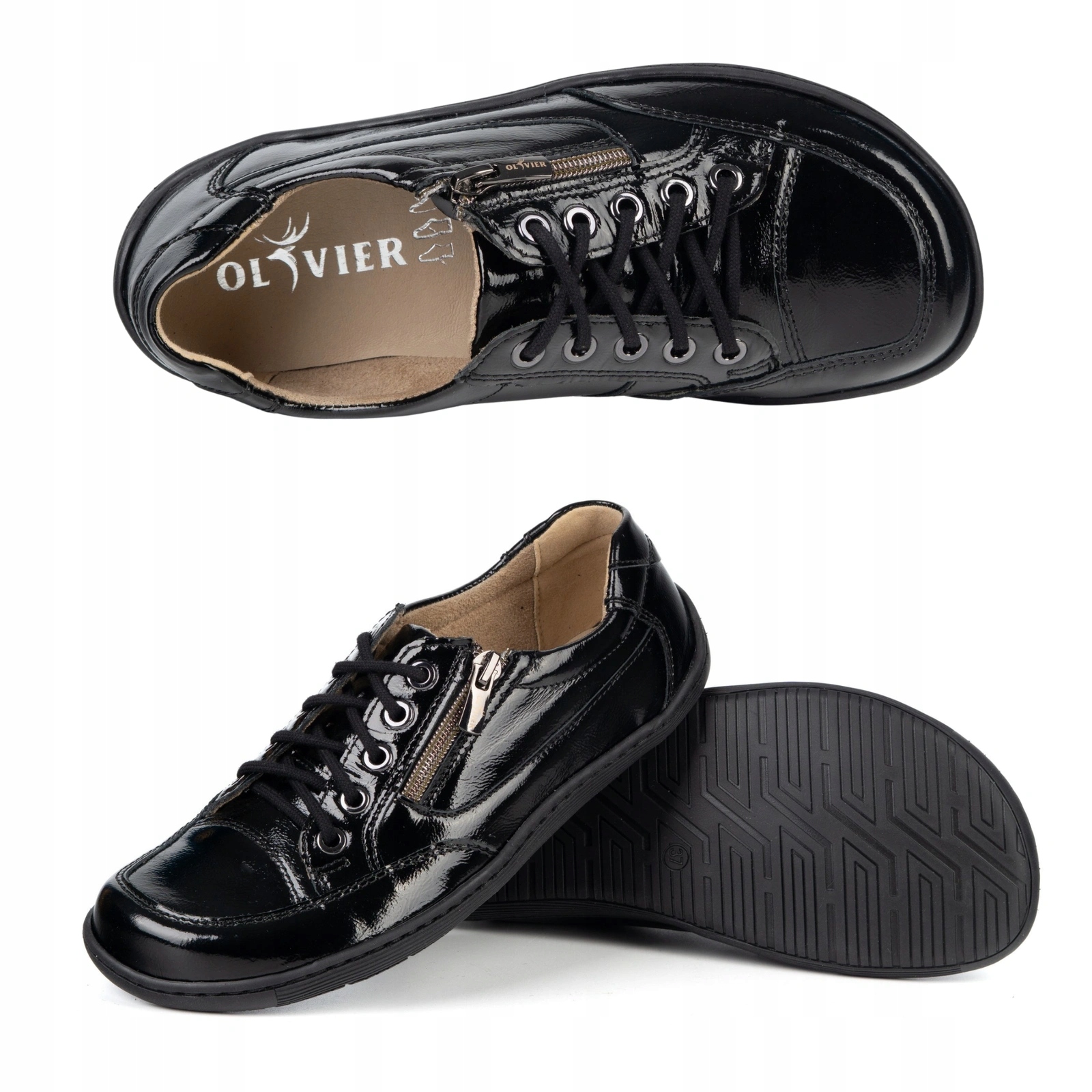 Dámské kožené barefoot boty Olivier 770 široký přední díl černé 42