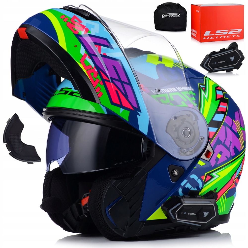 Motocyklová Prilba LS2 FF908 Strobe II Sven Čeľusťová Clona Interkom