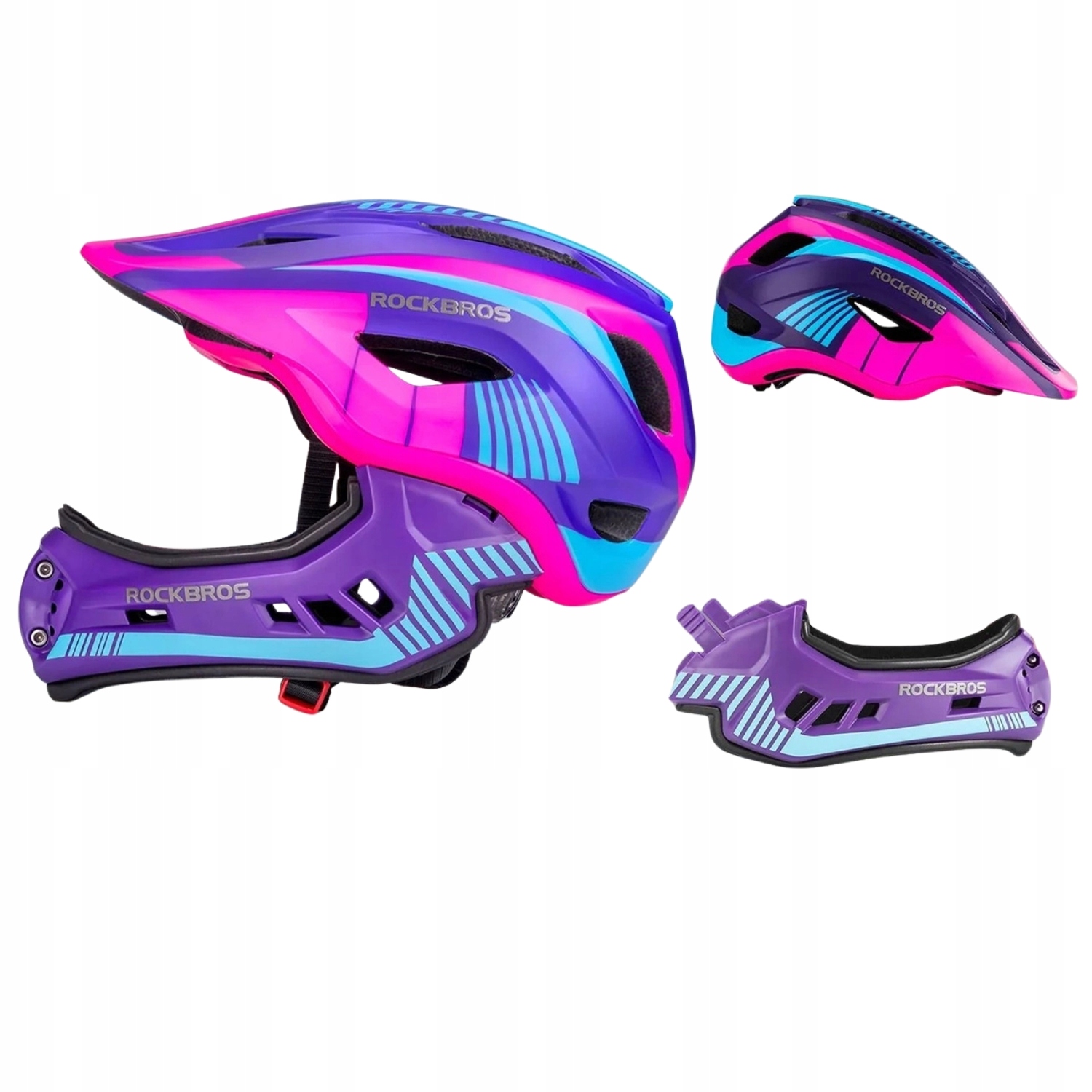 Kask Rowerowy Dziecięcy Full Face Rozmiar S Z Odpinaną Szczęką Rockbros